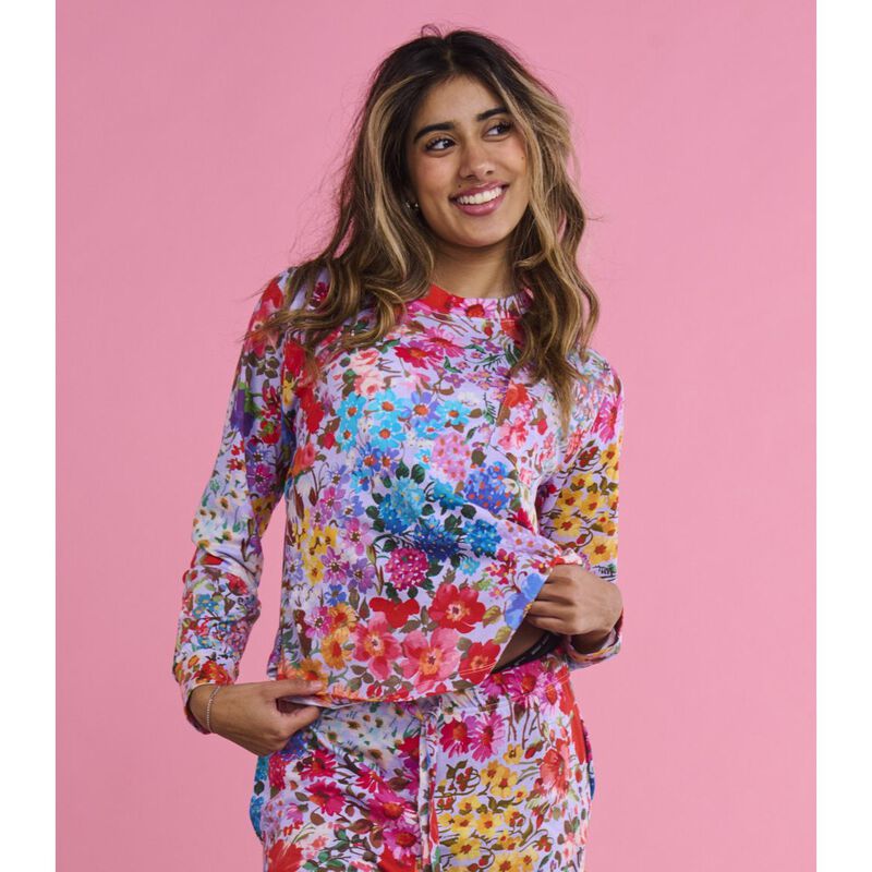 Kip&Co Forever Floral Lilac Organic Cotton LS Pyjama Top & Slouch Pant Set image number 2